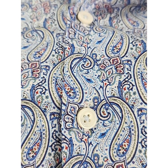 Bugatchi Shaped Fit Long Sleeve Button Down Shirt Comfort Stretch XXL Paisley - Picture 4 of 16